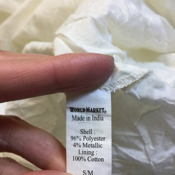 World Market Maxi Halter Dress S/M Womans Beige Metallic Crepe Tie Shoulder Boho - Picture 4 of 14